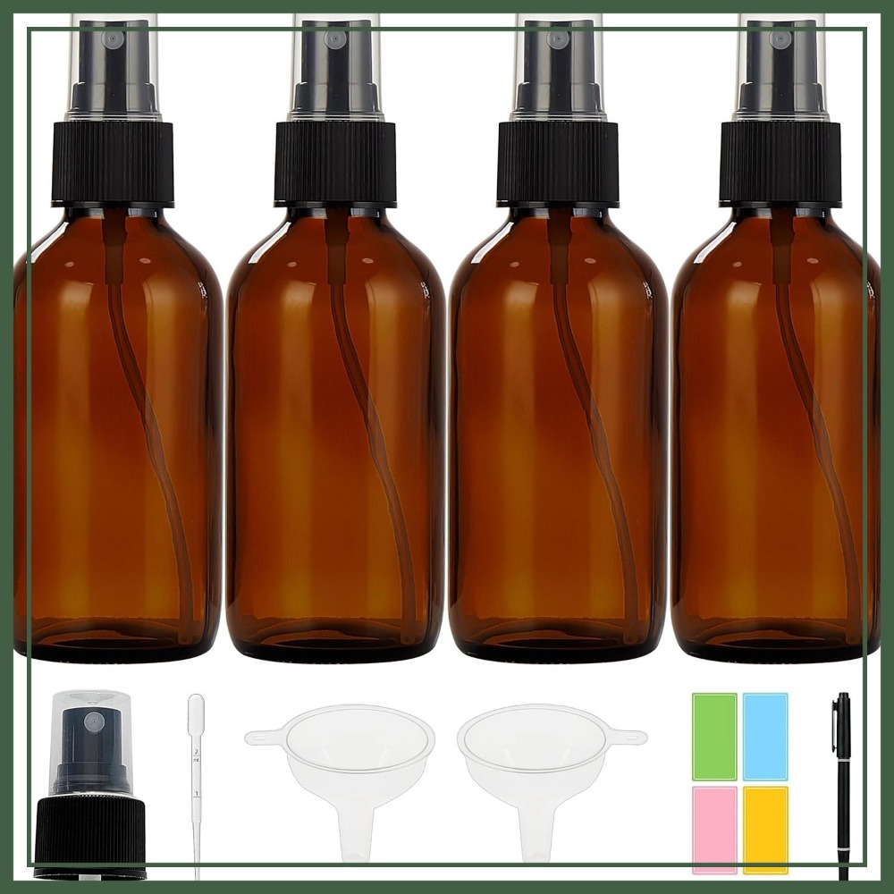 Misting Bottle Fine - 4 oz Amber Glass Spray Bottles,