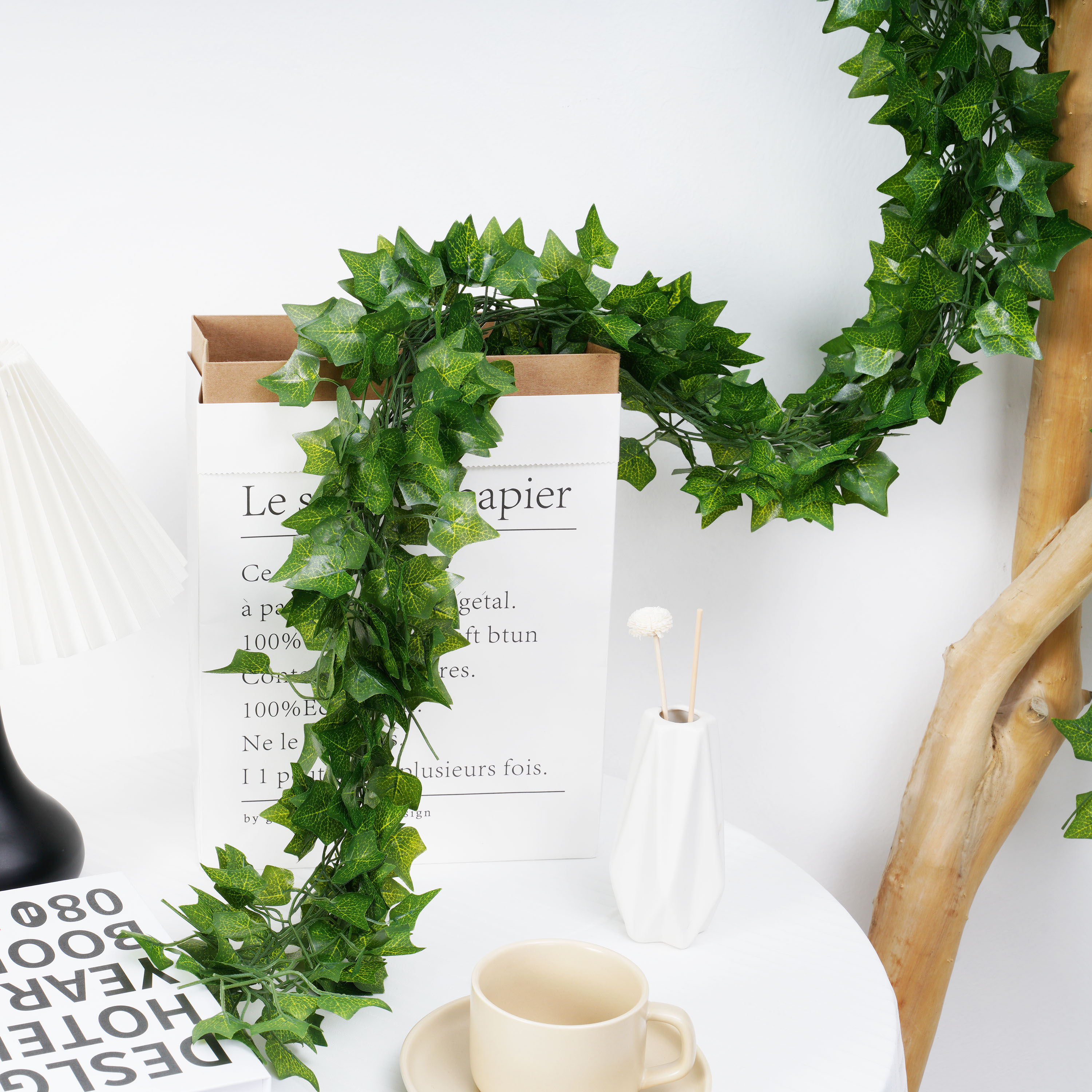 2.1M Green Ivy Leaf Hanging Vi - Sphagnum Moss Dry recension och pris