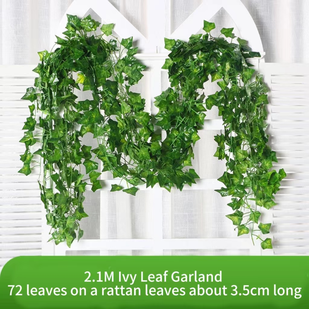 2.1M Green Ivy Leaf Hanging Vi - Sphagnum Moss Dry recension och pris