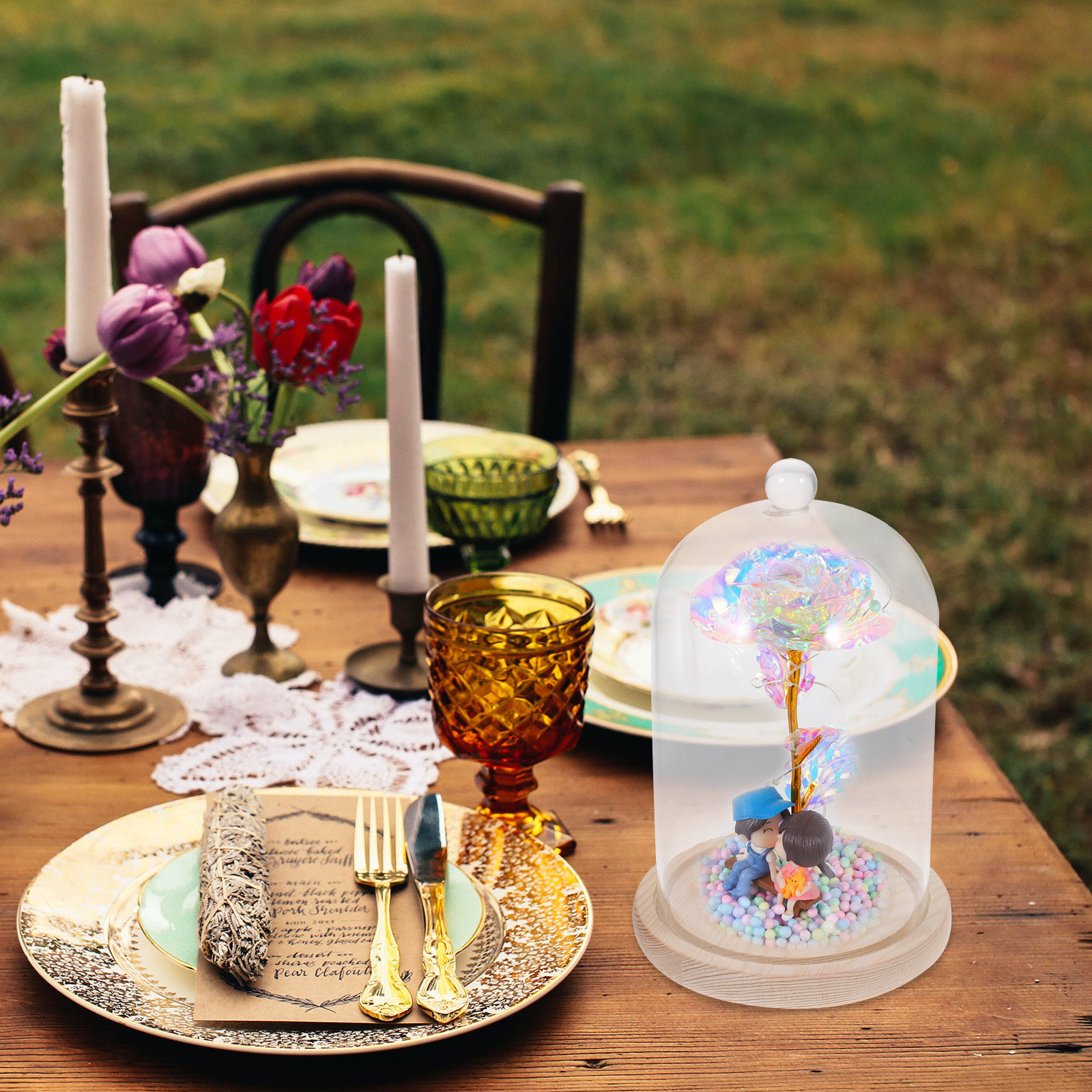 Glass Dome Display Case with B - Plastic Dome Clear recension och pris